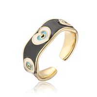 Fashion Copper Plated 18k Gold Color Dripping Oil Heart Eye Pattern Open Ring sku image 2