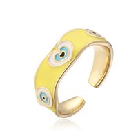 Fashion Copper Plated 18k Gold Color Dripping Oil Heart Eye Pattern Open Ring sku image 6