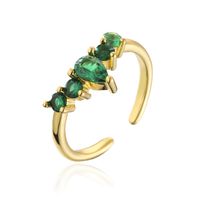 Fashion Copper 18k Gold Micro-set Zircon Crown Heart Emerald Geometric Open Ring sku image 2