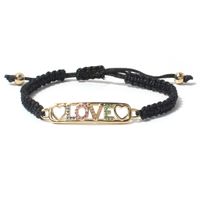 Ethnic Style Hand-woven Heart-shaped Letter Copper Inlaid Multicolor Zircon Bracelet sku image 7