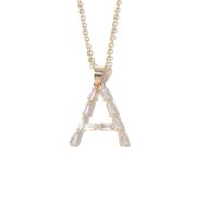Fashion Copper Gold-plated Zircon Letter Necklace Female sku image 1