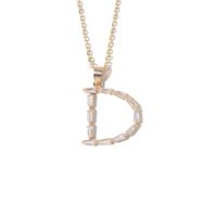 Fashion Copper Gold-plated Zircon Letter Necklace Female sku image 4