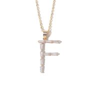 Fashion Copper Gold-plated Zircon Letter Necklace Female sku image 6
