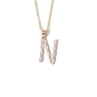 Fashion Copper Gold-plated Zircon Letter Necklace Female sku image 14