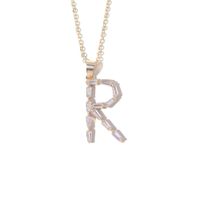 Fashion Copper Gold-plated Zircon Letter Necklace Female sku image 18