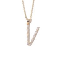Fashion Copper Gold-plated Zircon Letter Necklace Female sku image 22