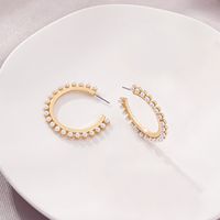 Fashion Pearl Big Circle Diamond Earrings sku image 1