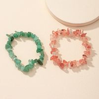 Fashion Color Irregular Stone Crystal Gravel Elastic Bracelet Set sku image 1
