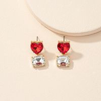 Fashion Heart-shaped Diamond Alloy Earrings sku image 1
