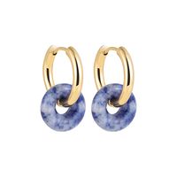 Fashionable New Stainless Steel Earrings Natural Stone sku image 4
