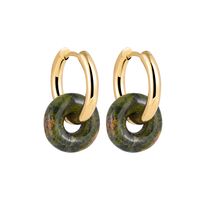 Fashionable New Stainless Steel Earrings Natural Stone sku image 5