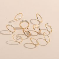 New Retro Fashion Alloy Hollow Gold Ring 10-piece Set sku image 1