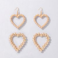 Fashion Pearl Heart-shaped Inlaid Rhinestone Hollow Earrings sku image 24