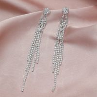 Fashion Creative Tassel Full Diamond Earrings Exaggerated Rhinestone Silver Needle Earrings main image 3