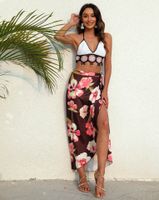 Gehäkeltes Bikini-strandtop Mit Fransen Im Ethno-stil Mit Blumennähten main image 3