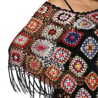 Sexy Hollow Hand Hook Bikini Blouse Loose Stitching Fringed Irregular Top main image 6