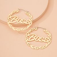 Retro Big Circle Wreath Letter Ear Buckle Earrings main image 3