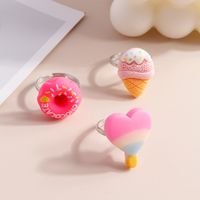 Children's Day Gift Ring Resin Cute Lollipop Donut Ice Cream Ring Jewelry main image 1