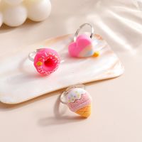 Children's Day Gift Ring Resin Cute Lollipop Donut Ice Cream Ring Jewelry main image 3