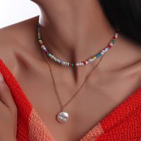 Creative Pearl Pendant Color Beaded Double-layer Necklace main image 1