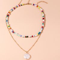 Creative Pearl Pendant Color Beaded Double-layer Necklace main image 3