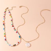 Creative Pearl Pendant Color Beaded Double-layer Necklace main image 4