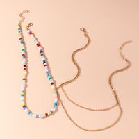 Creative Pearl Pendant Color Beaded Double-layer Necklace main image 5