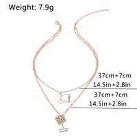 2022 Spring New Diamond-studded Heart Moon Pendant Double-layer Necklace main image 6
