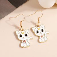 Fashion Jewelry Cartoon Animation Oil Dripping Black Cat Alloy Earrings main image 4