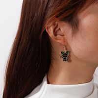 Fashion Jewelry Cartoon Animation Oil Dripping Black Cat Alloy Earrings main image 3