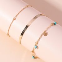 New Bohemian Geometric Turquoise Disc Double-layer Alloy Anklet Set main image 3