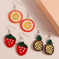 Fashion Fabric Woven Fruit Strawberry Pineapple Lemon Earrings main image 1