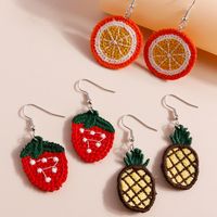 Fashion Fabric Woven Fruit Strawberry Pineapple Lemon Earrings main image 3
