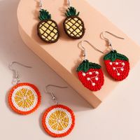 Fashion Fabric Woven Fruit Strawberry Pineapple Lemon Earrings main image 4