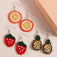 Fashion Fabric Woven Fruit Strawberry Pineapple Lemon Earrings main image 5