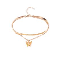 2022 Spring New Butterfly Pendant Snake Bone Chain Double-layer Anklet main image 6
