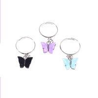 Cartoon Colorful Butterfly Ring Children's Day Gift Acrylic Plaid Butterfly Pair Ring main image 6