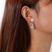 Fashion White Rose Colorful Bear Pendant Earrings main image 3