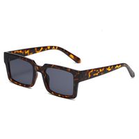 New Retro Square Frame Solid Color Leopard Sunglasses main image 6