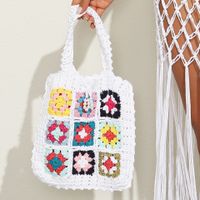 Ethnic Style Woven Flower Pattern Portable Handbag 27*25cm sku image 1