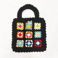 Ethnic Style Woven Flower Pattern Portable Handbag 27*25cm sku image 2