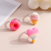 Children's Day Gift Ring Resin Cute Lollipop Donut Ice Cream Ring Jewelry sku image 1