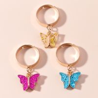 Cartoon Colorful Butterfly Ring Children's Day Gift Acrylic Plaid Butterfly Pair Ring sku image 3