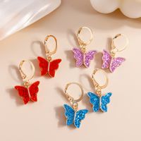 Fashion Butterfly Element Drip Oil Sequin Alloy Earrings sku image 2