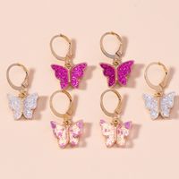Fashion Butterfly Element Drip Oil Sequin Alloy Earrings sku image 4