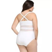 New Large Size One-piece Solid Color Mesh Stitching Steel Support Backless Bikini main image 4
