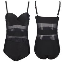 New Large Size One-piece Solid Color Mesh Stitching Steel Support Backless Bikini main image 5