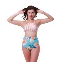 New Women's Split Swimsuit Striped Print High Waist Bikini main image 6