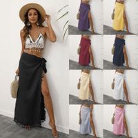 Sexy Commute Patchwork Tassel Straps Solid Color Maxi Long Dress main image 1