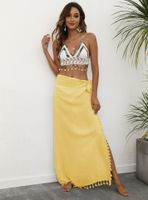 Sexy Commute Patchwork Tassel Straps Solid Color Maxi Long Dress main image 5